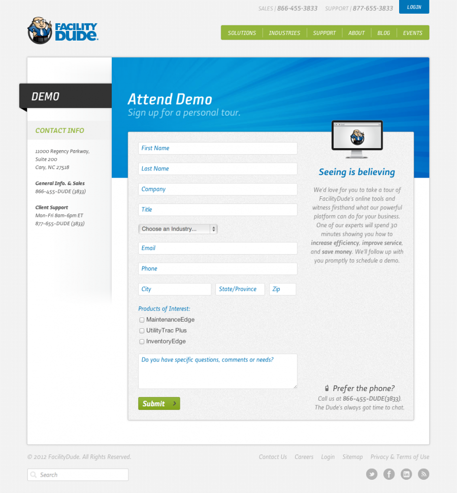 FacilityDude Demo Signup