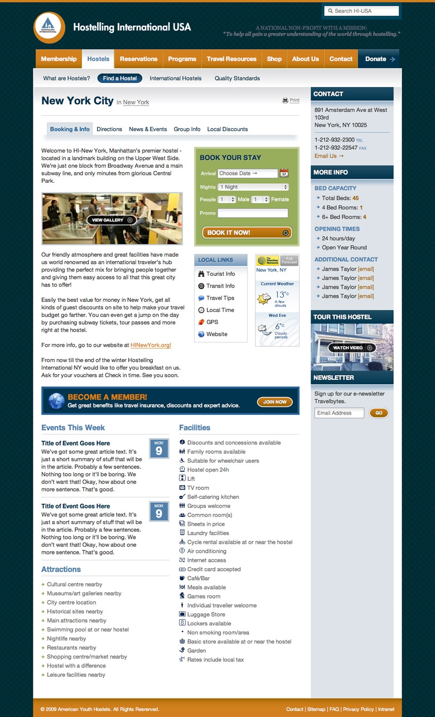 Hostelling International Hostel Page