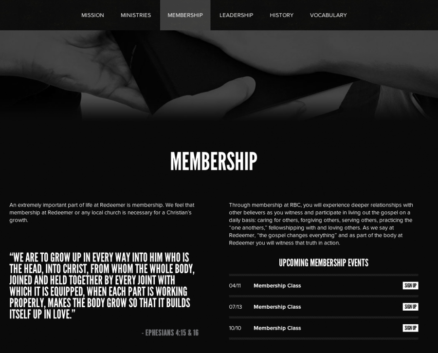 Redeemer Bible Church Sliding Navigation