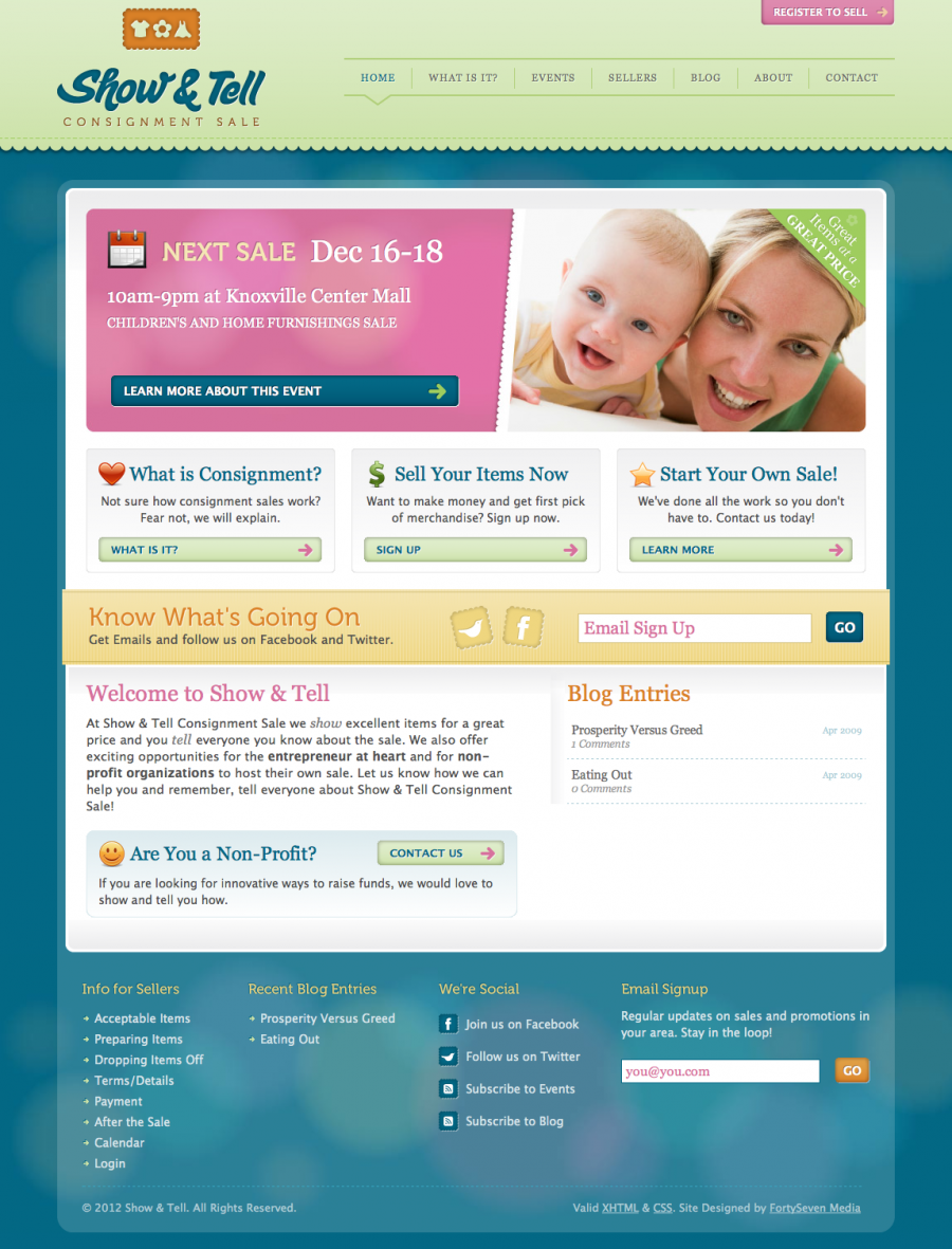 Show and Tell Sale Homepage