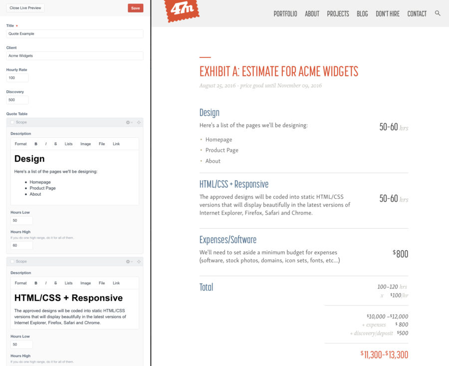 Quote Builder Preview